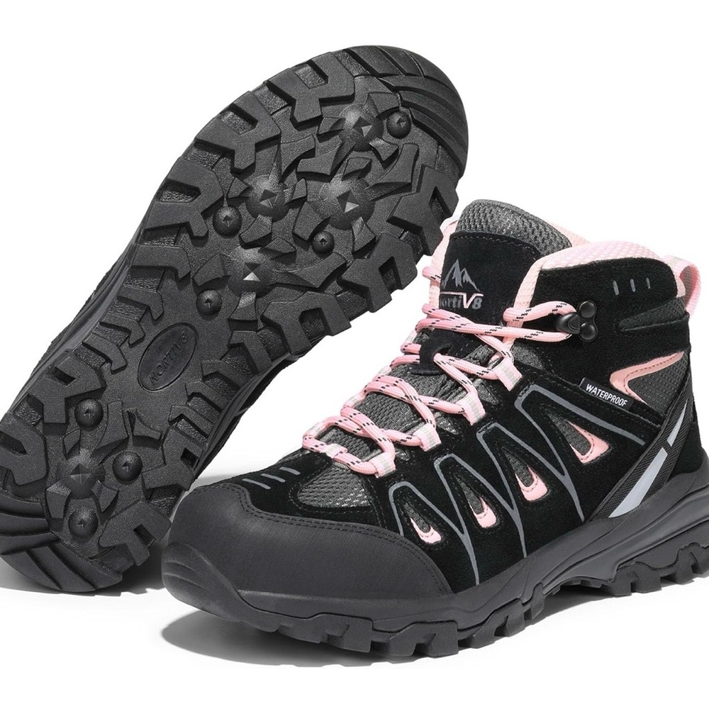 NWT Women's Waterproof Wide Hiking Boots Outdoor/Black&Pink/US8 - Picture 4 of 12
